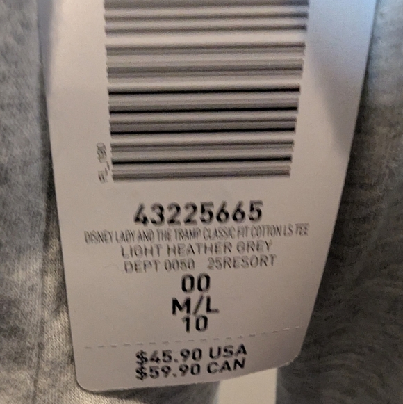 Torrid Disney Lady and the Tramp Gray Dog T-Shirt Size M/L, New - Picture 13 of 13